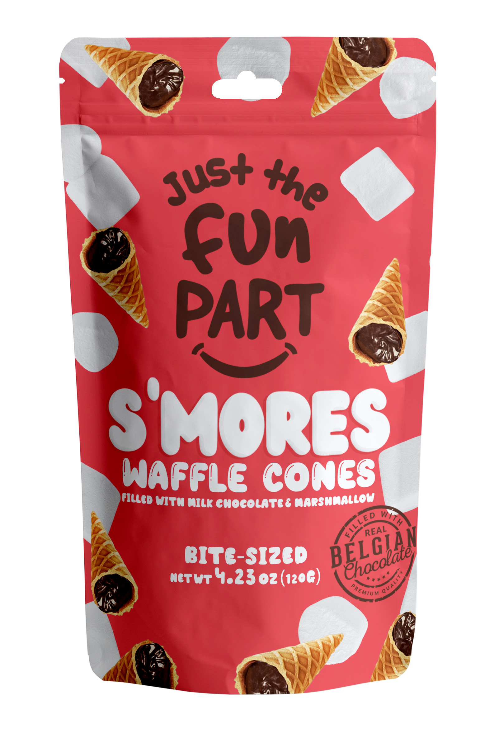 120 Gr Mini Waffle Cones Filled With Milk Chocolate & Marshmallow