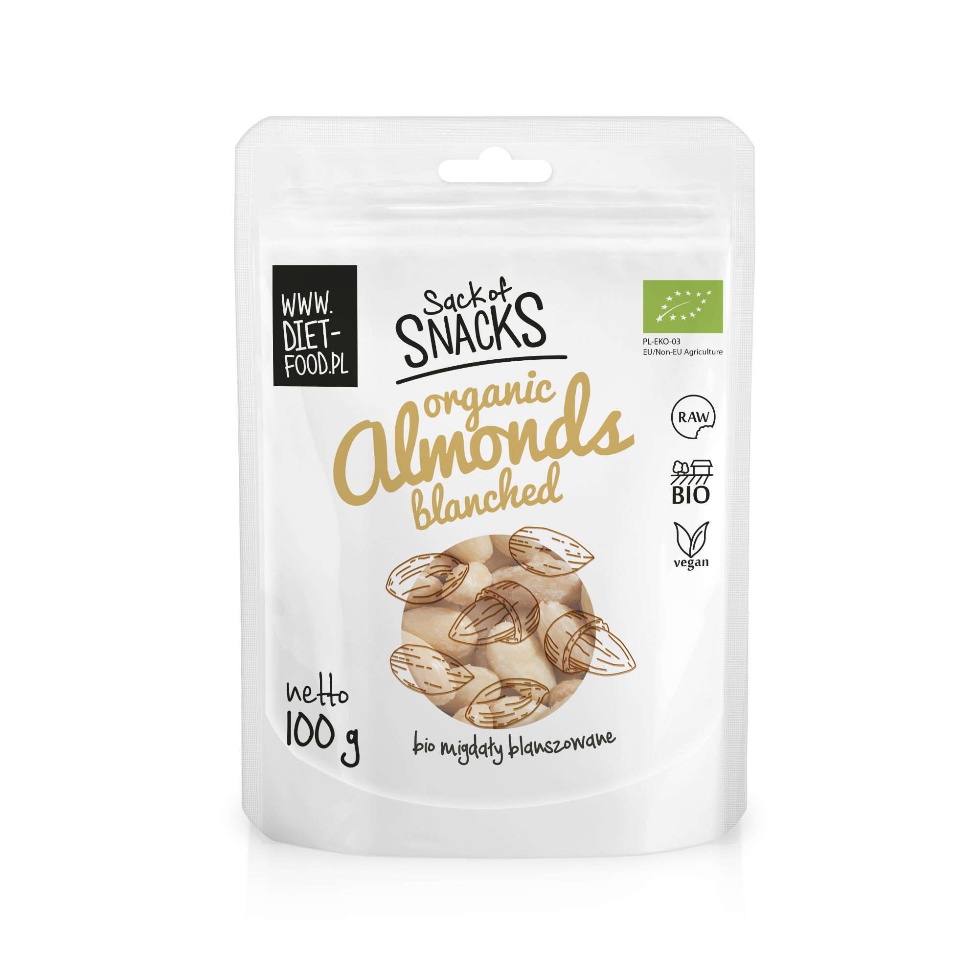 Bio almonds blanched - whole