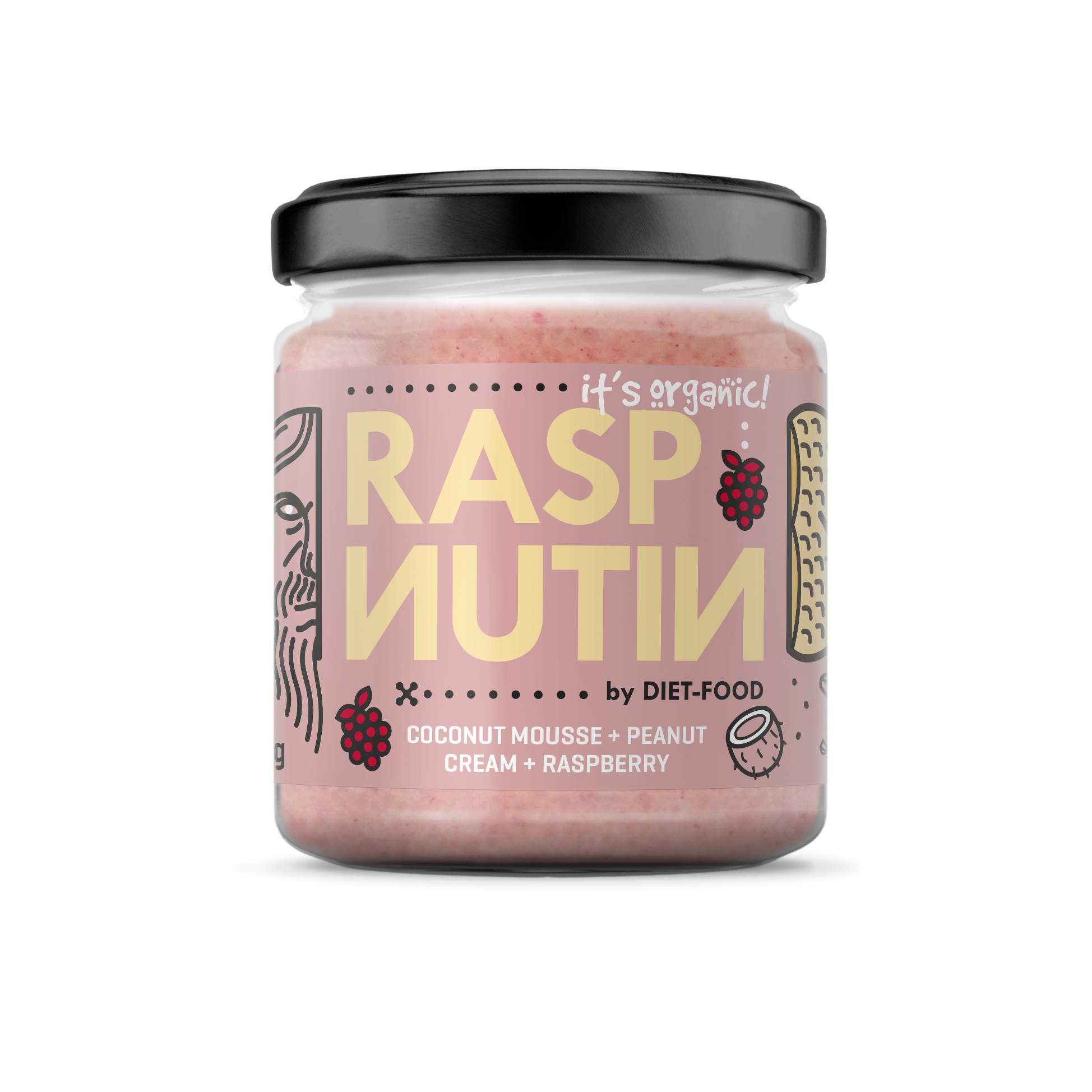 Bio coconut cream with peanuts and raspberry RASPNUTIN