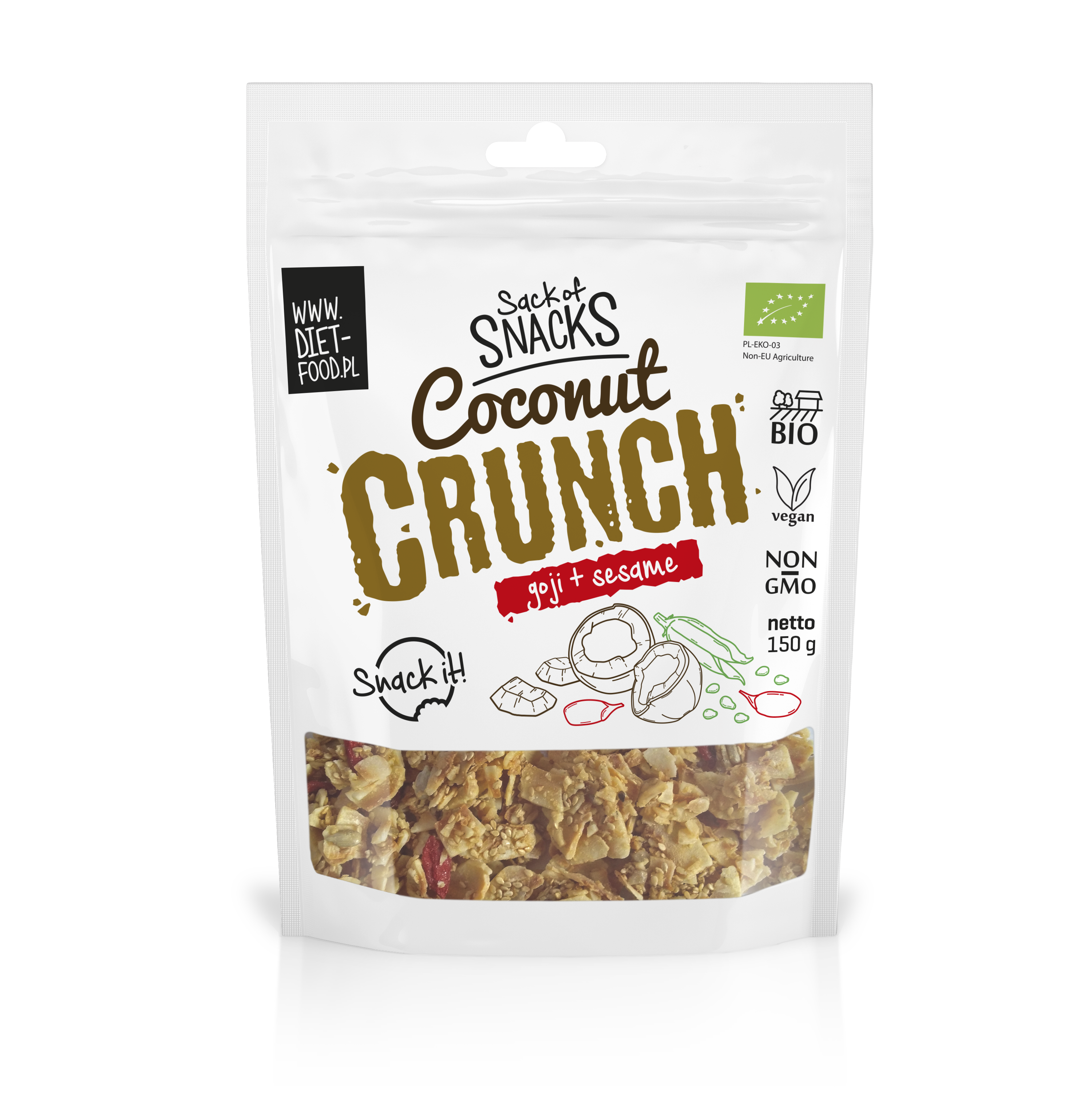 Bio coconut crunch goji + sezam
