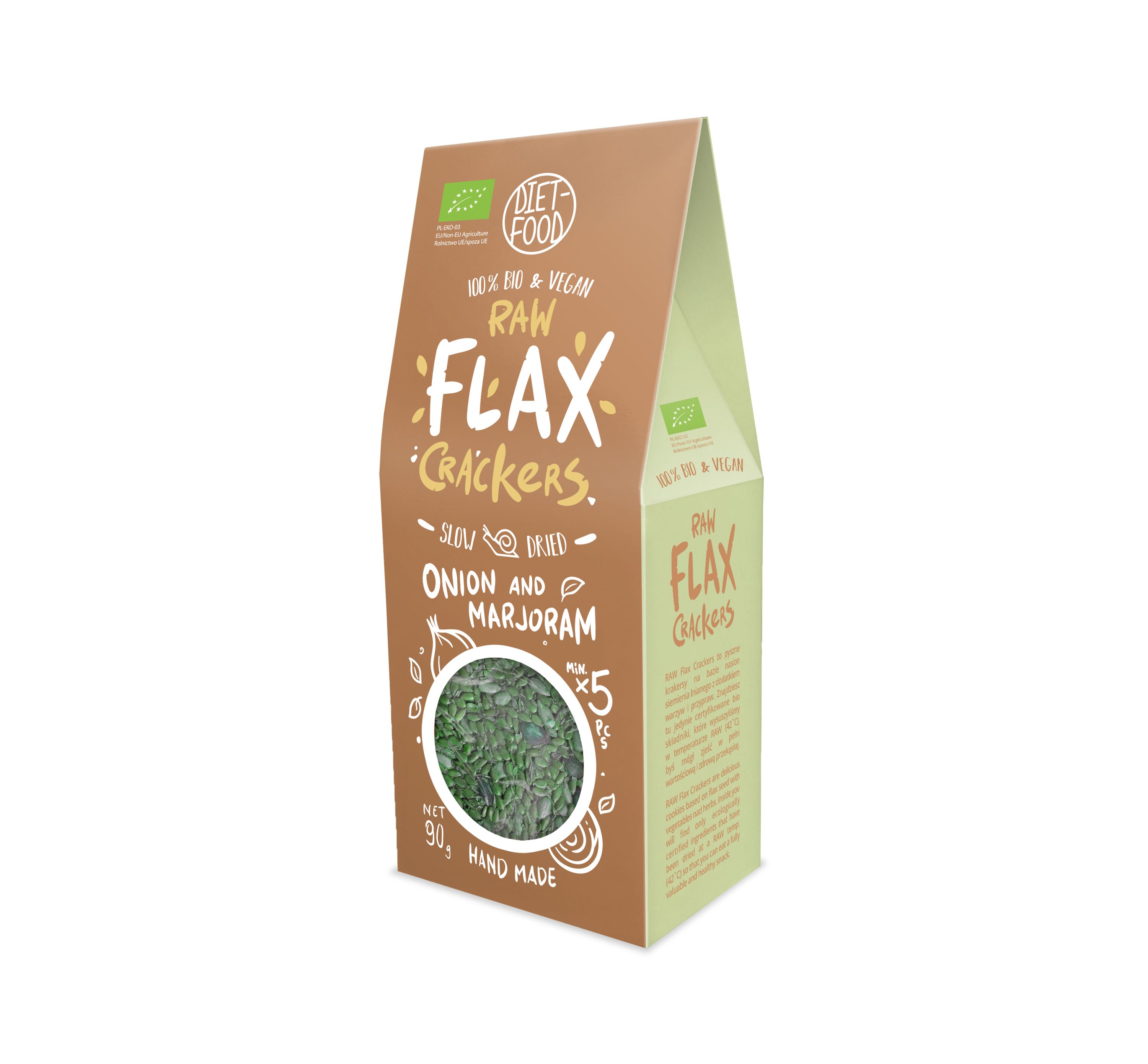 Bio flax crackers with onion and majoram