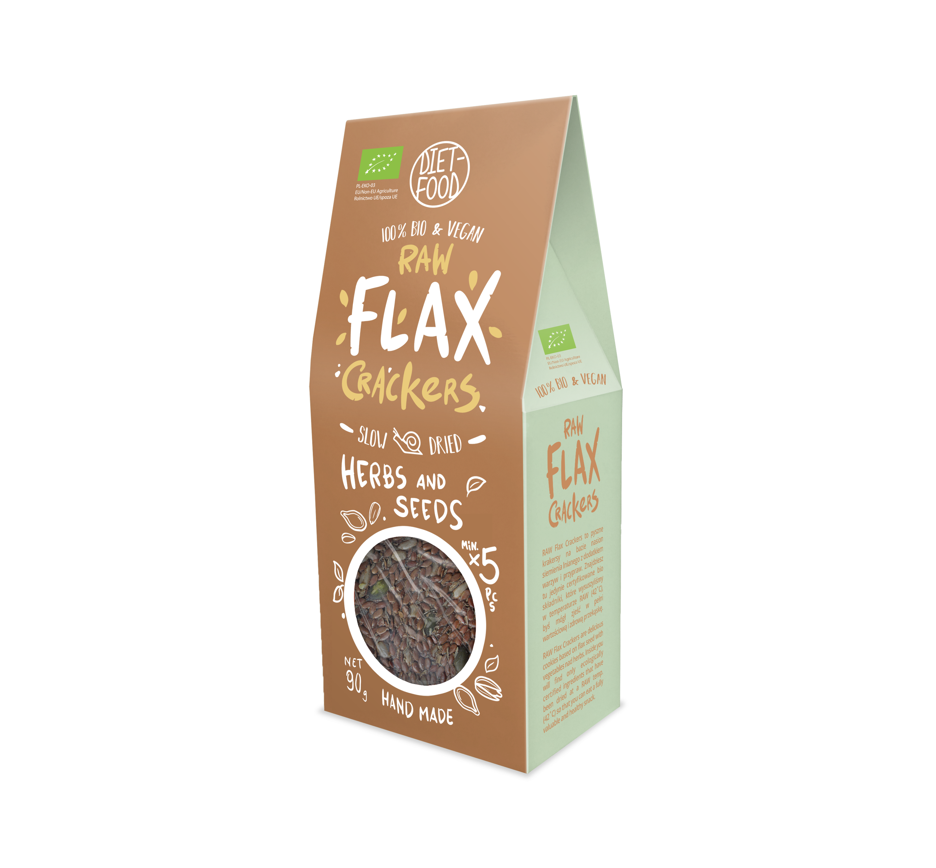 Bio flax crackers with seeds and herbs