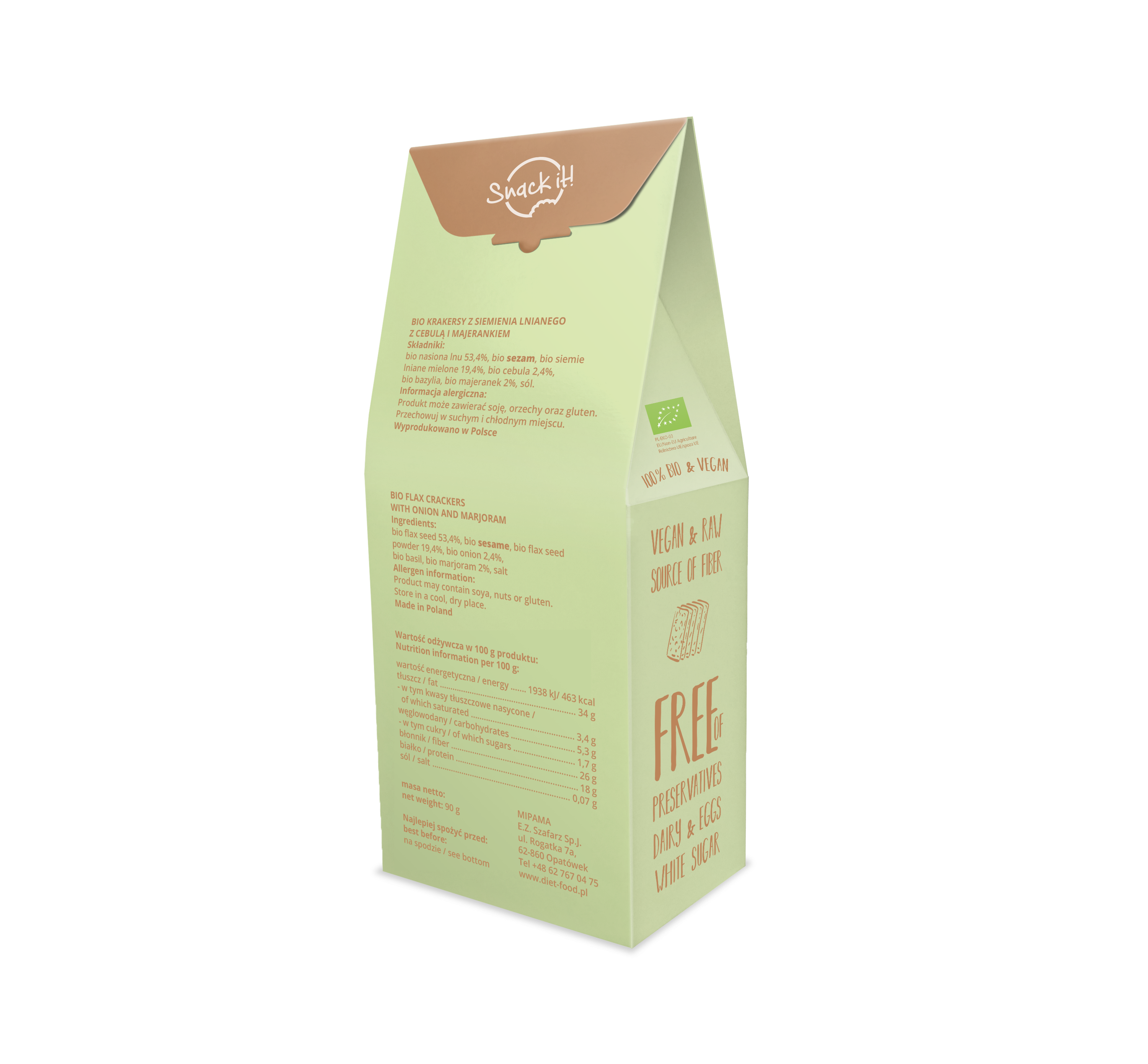 Bio flax crackers with tomato and paprika