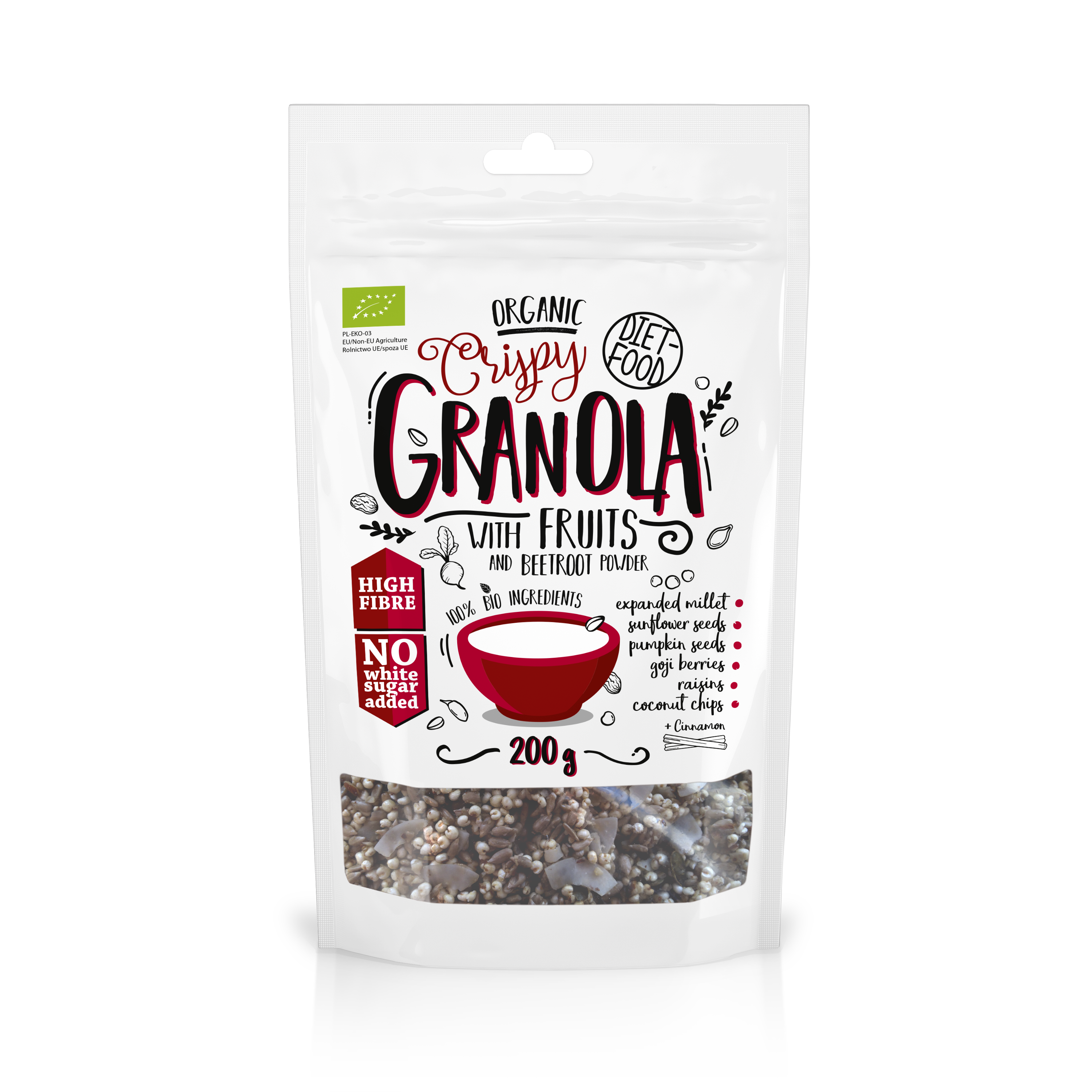Bio granola with beetroot