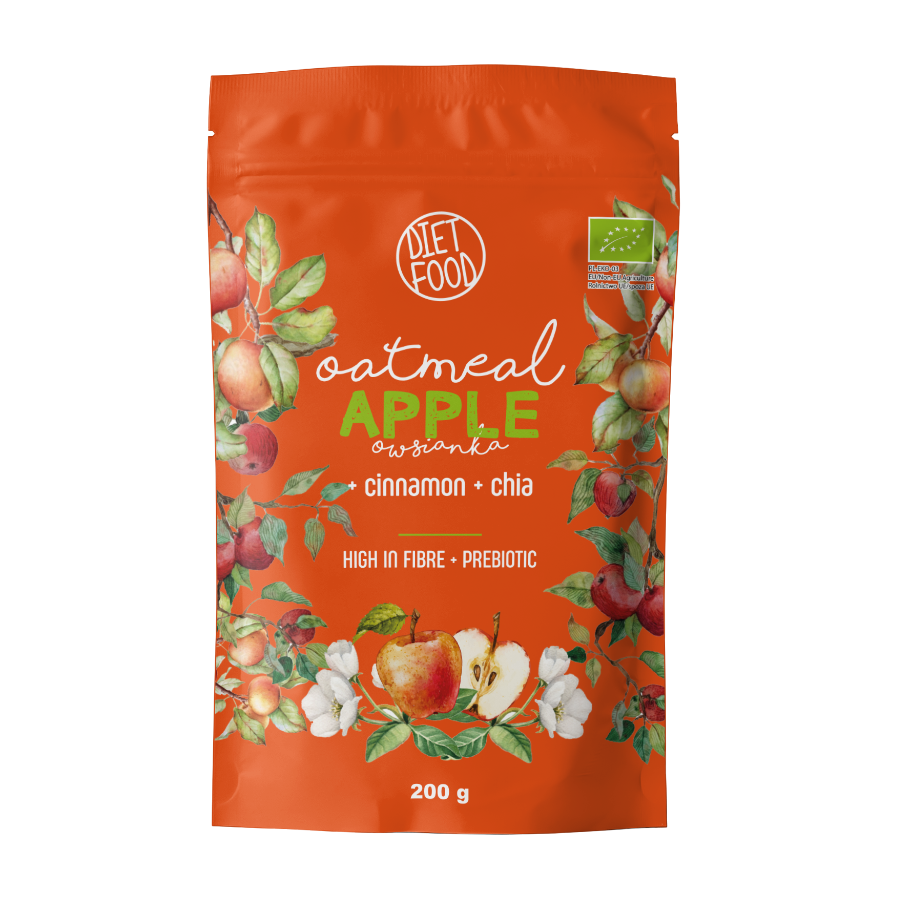 Bio oatmeal apple with a prebiotic