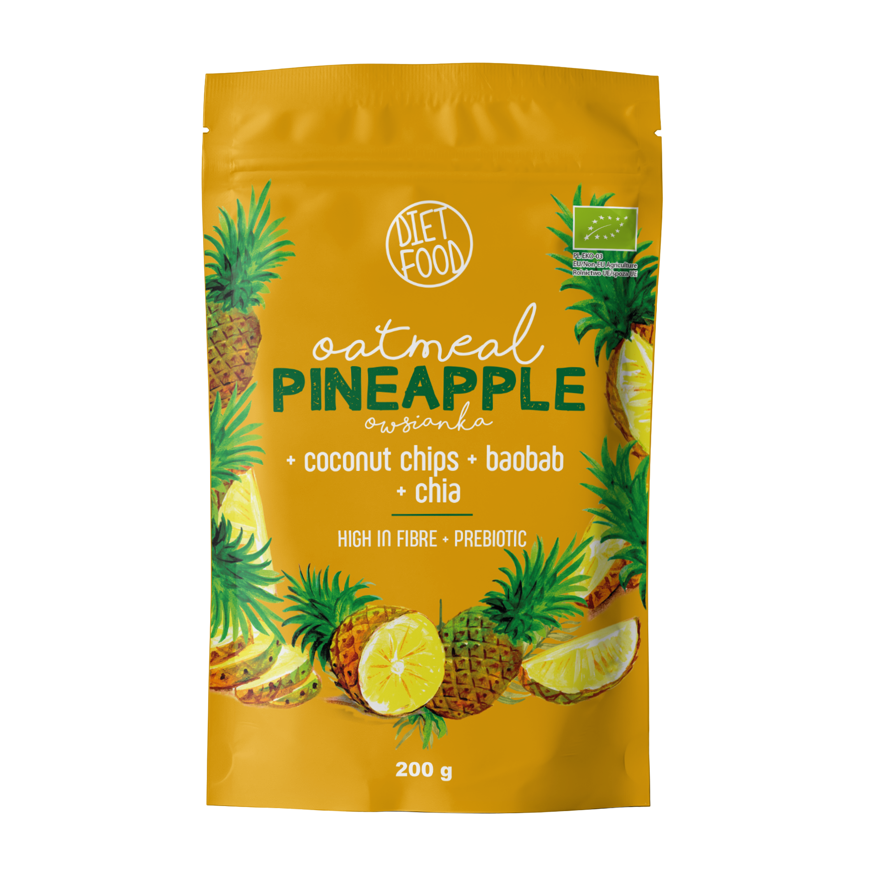 Bio oatmeal pineapple with a prebiotic