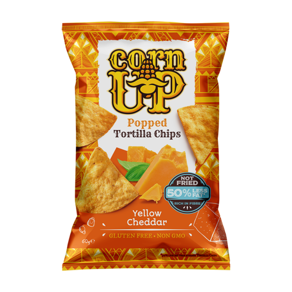 CornUP! Popped Tortilla Chips, Yellow Cheddar, 60g