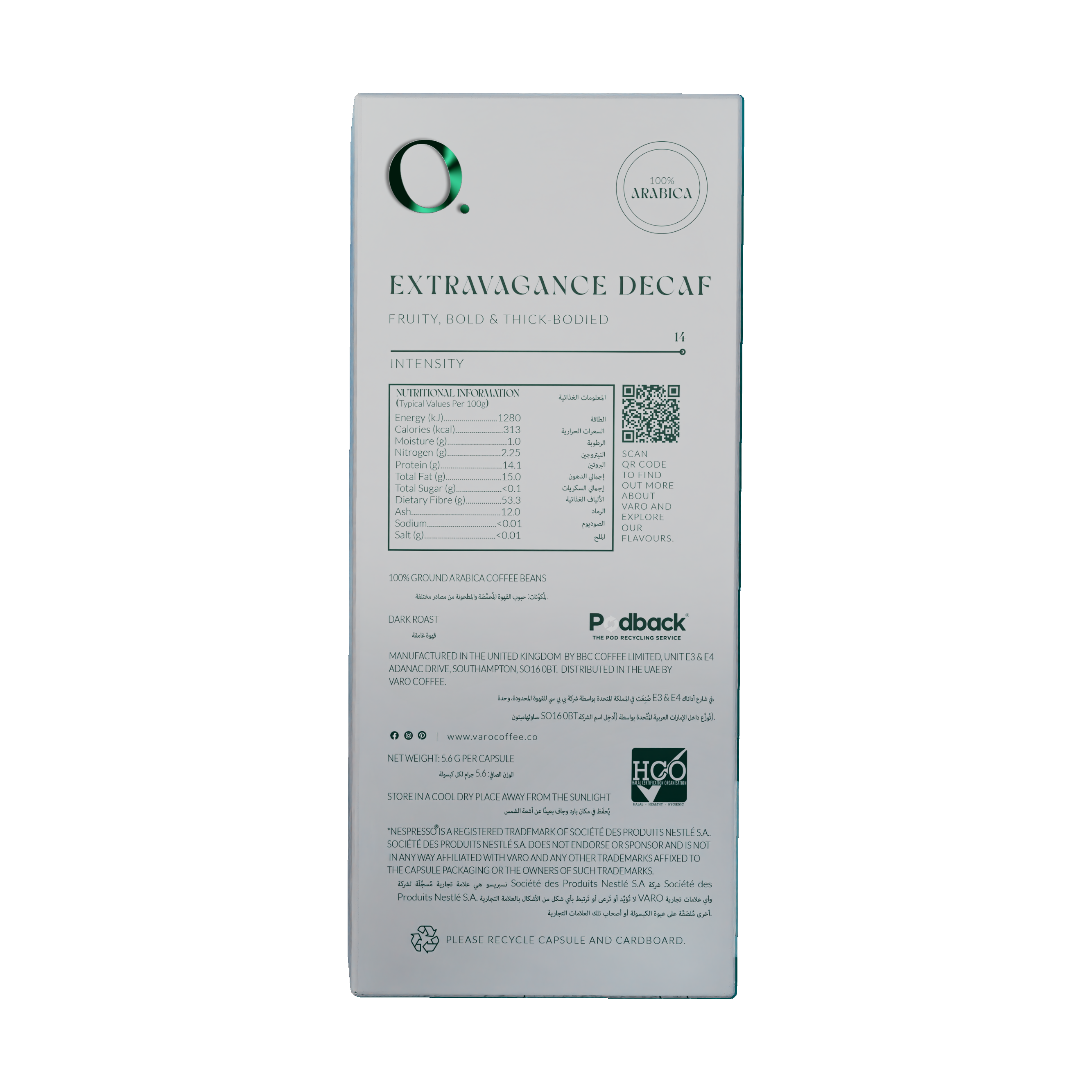 Extravagance Decaf Coffee Capsules, Original Nespresso Compatible