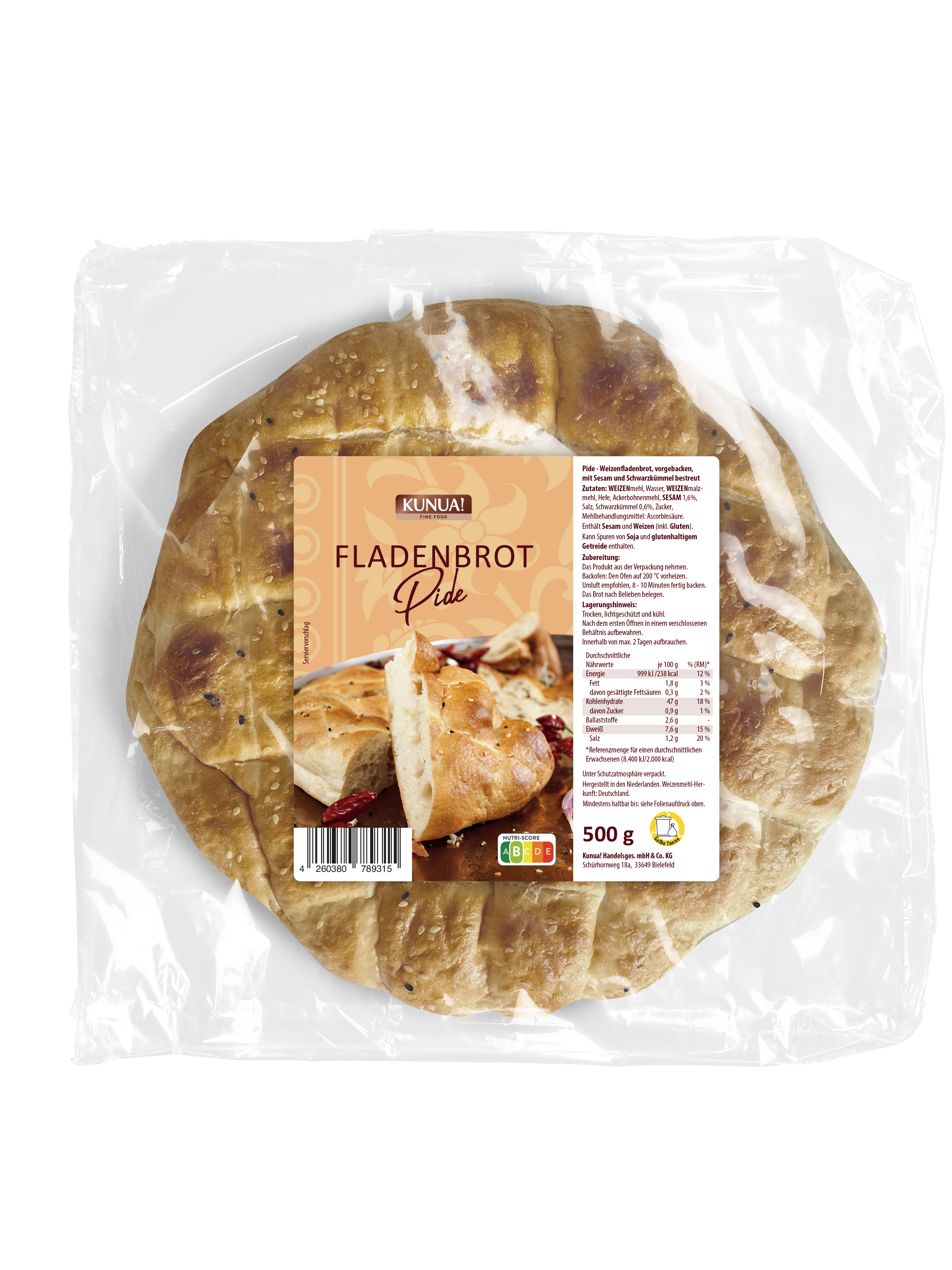 Fladenbrot 1x 500g, Pide, Mini-Pide 2x120g