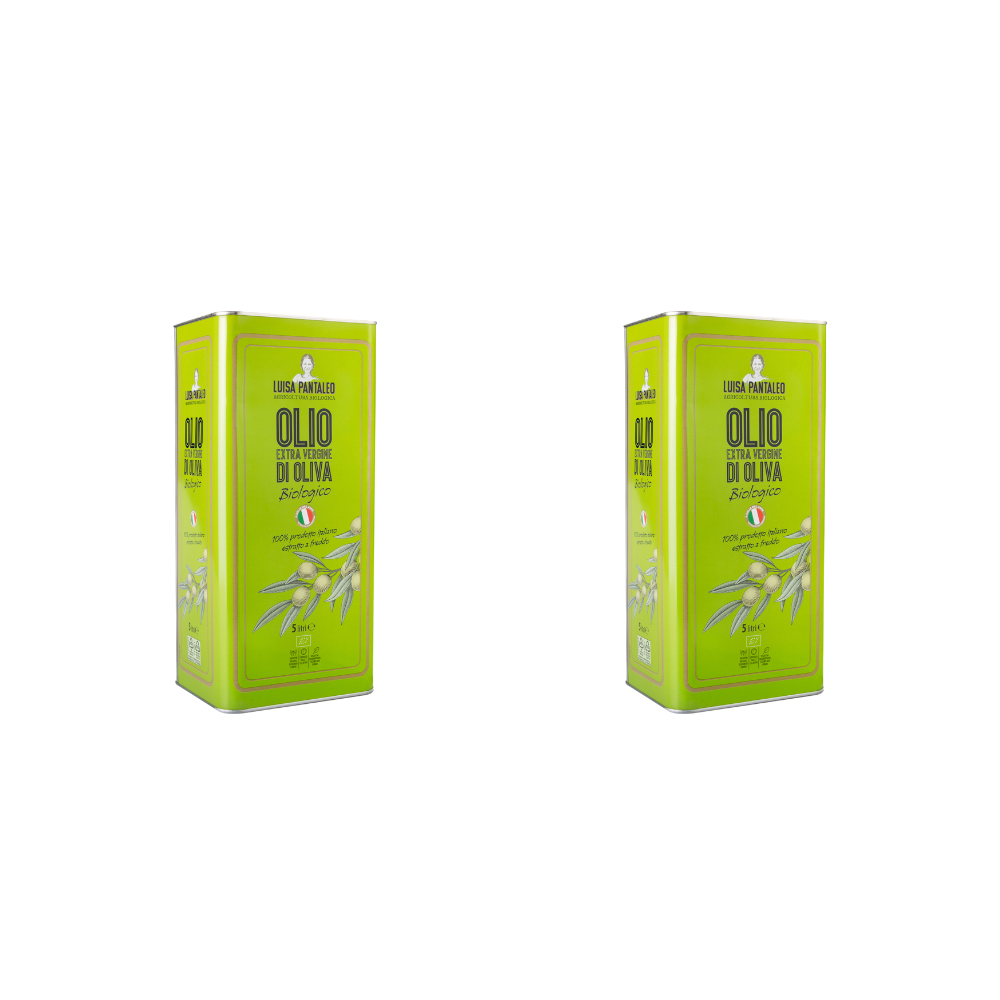 Luisa Pantaleo Olio Extra Vergine Di Oliva Biologico, 2 Latte Da 5 Lt, Fatto In Italia