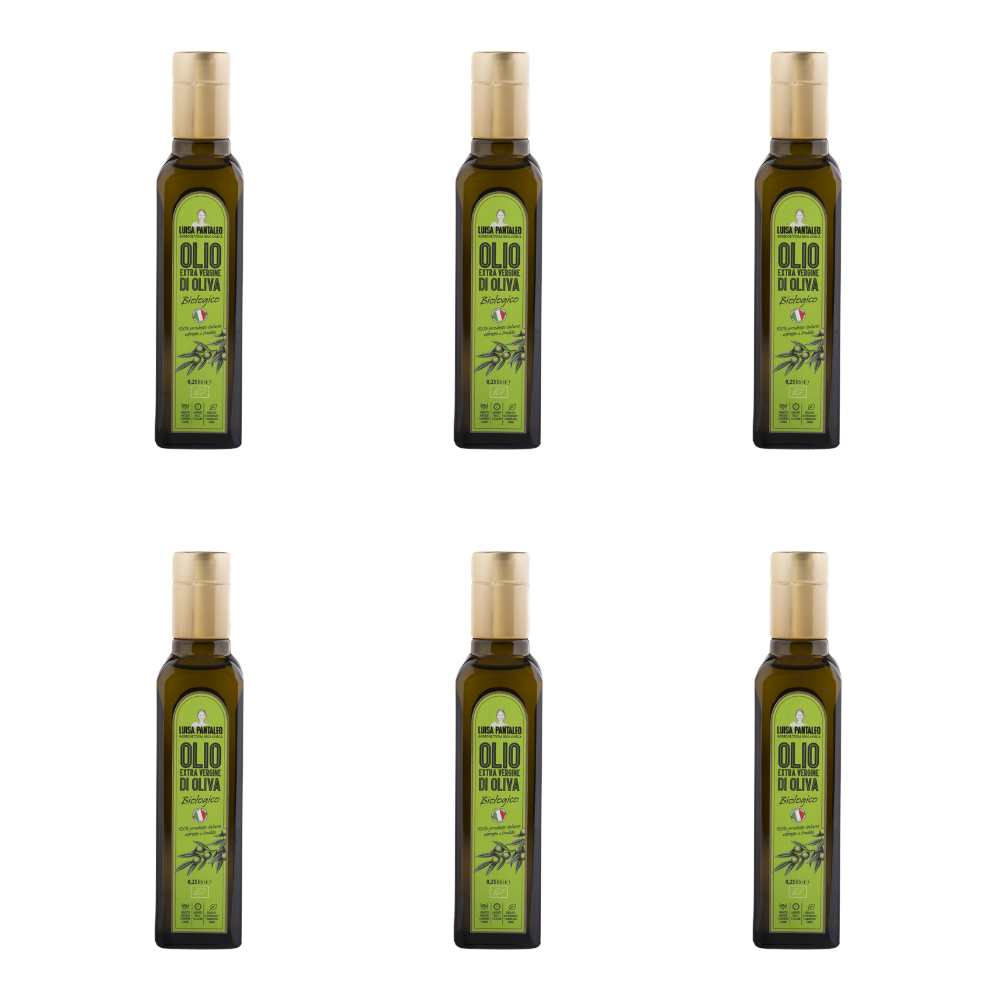 Luisa Pantaleo Olio Extra Vergine Di Oliva Biologico, 6 Bottiglie Da 0,250 Lt Antirabbocco, Fatto In Italia