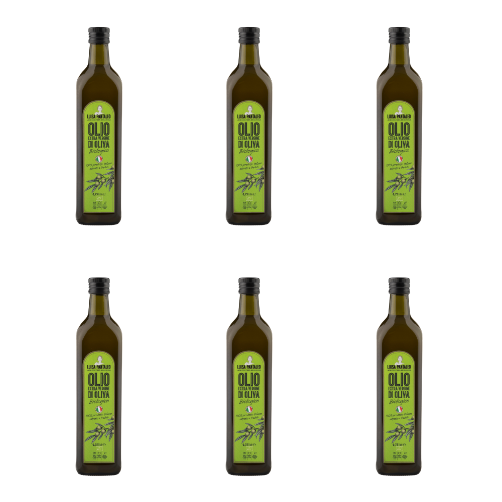 Luisa Pantaleo Olio Extra Vergine Di Oliva Biologico, 6 Bottiglie Da 0,750 Lt, Fatto In Italia