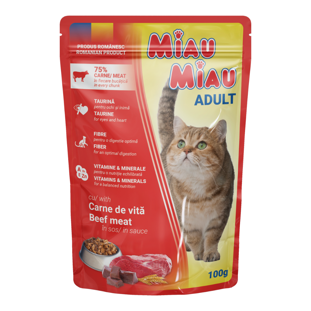 MIAU MIAU - Wet Food For Cats With Beef 100g
