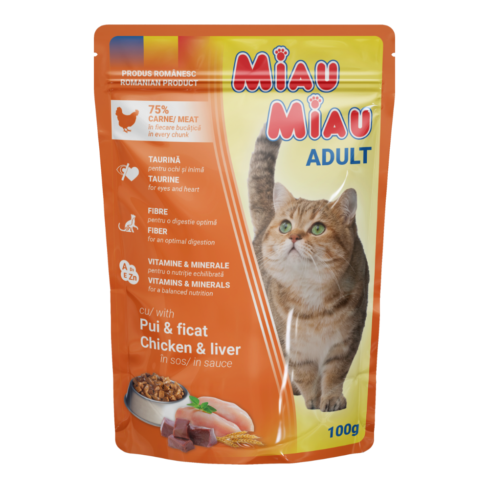MIAU MIAU - Wet Food For Cats With Chicken & Liver 100g