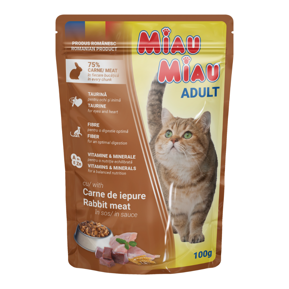 MIAU MIAU - Wet Food For Cats With Rabbit 100g