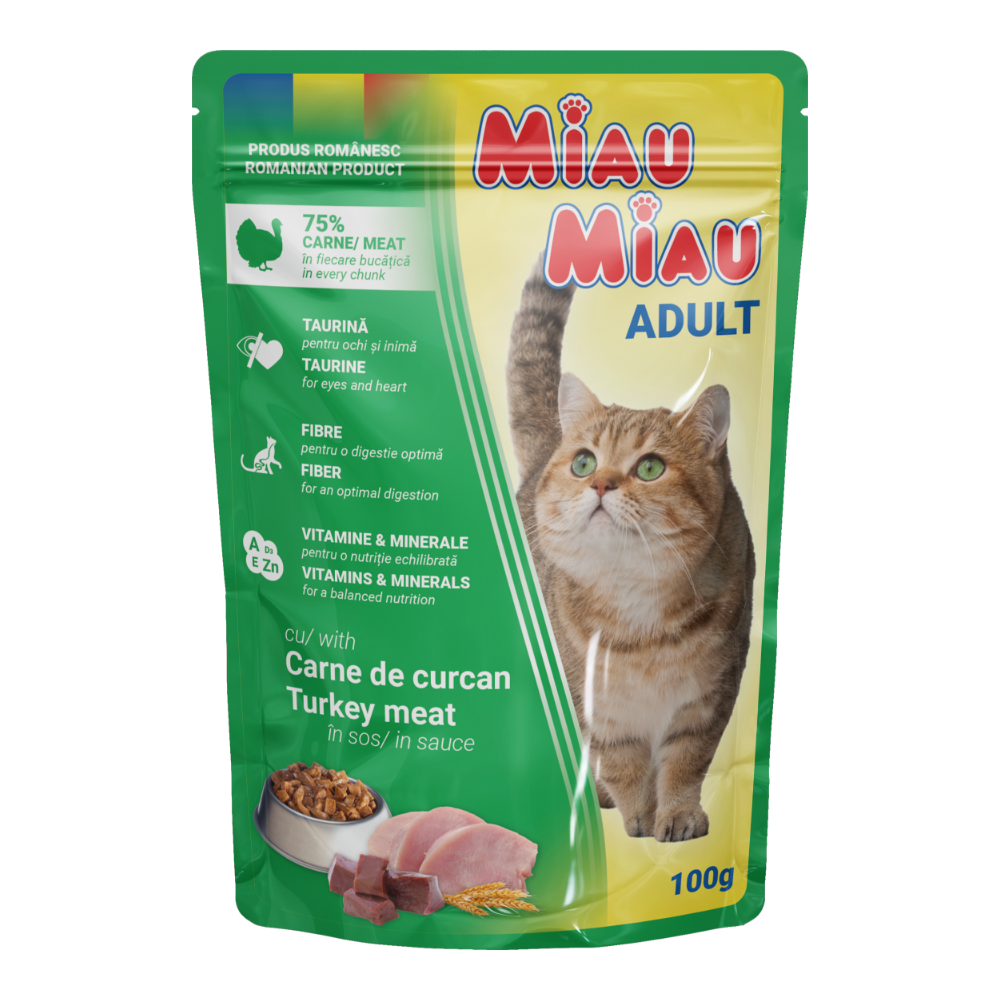 MIAU MIAU - Wet Food For Cats With Turkey 100g