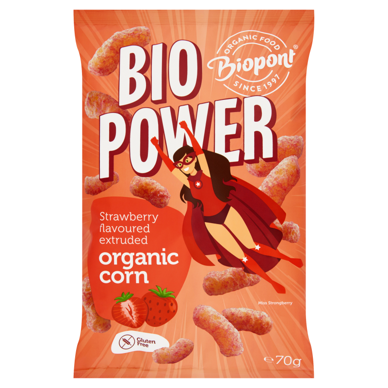 Organic Extruded Corn Snack Strawberry Flavoured