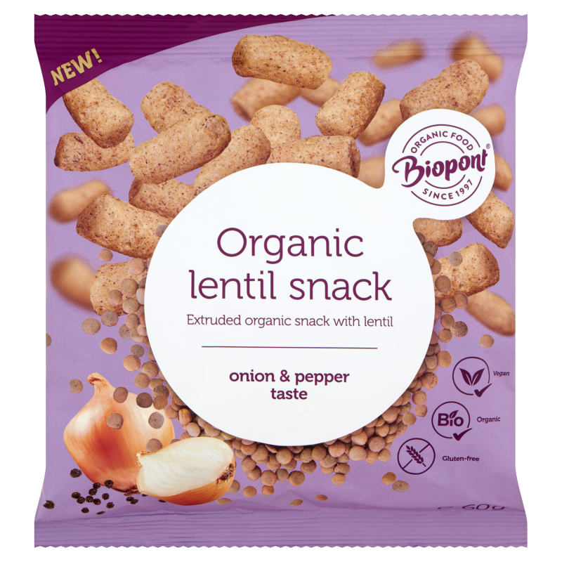 Organic Extruded Lentil Snack with Onion & Pepper