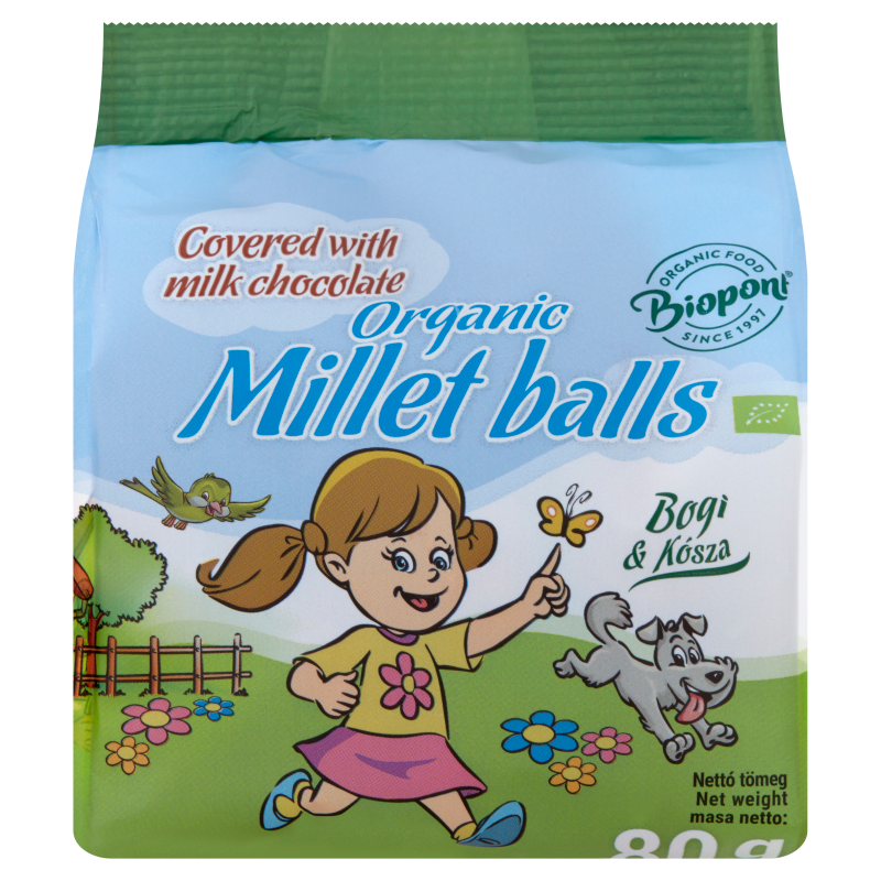 Organic Extruded Millet Coated with Milk Chocolate