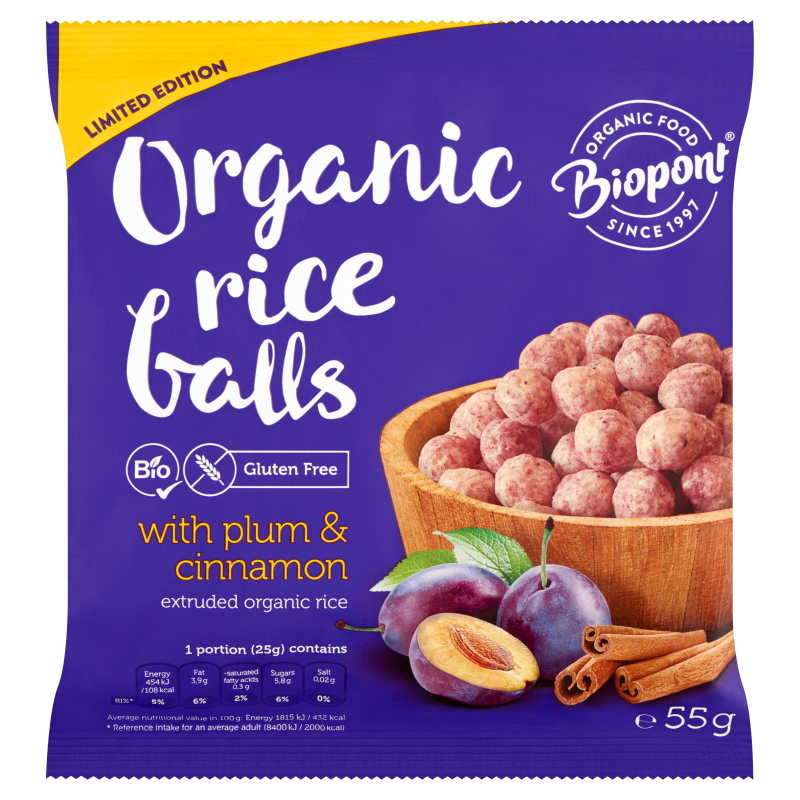 Organic Rice Balls with Plum and Cinnamon
