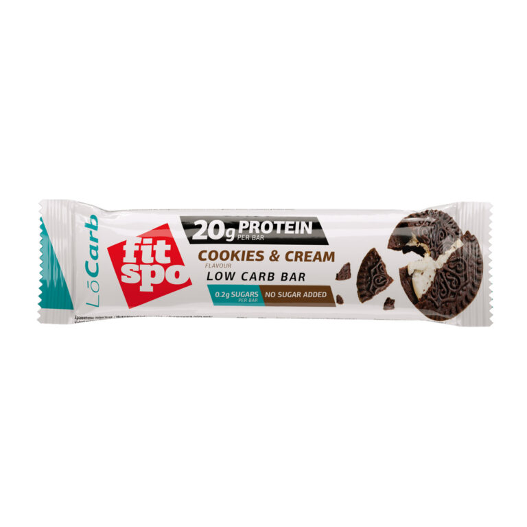 Protein Bar FitSpo Lo Carb 20g Protein, Cookies And Cream, 60g