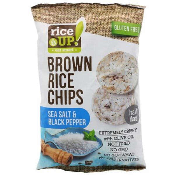 Rice UP! Brown Rice Chips, Sea Salt And Black Pepper, 60g