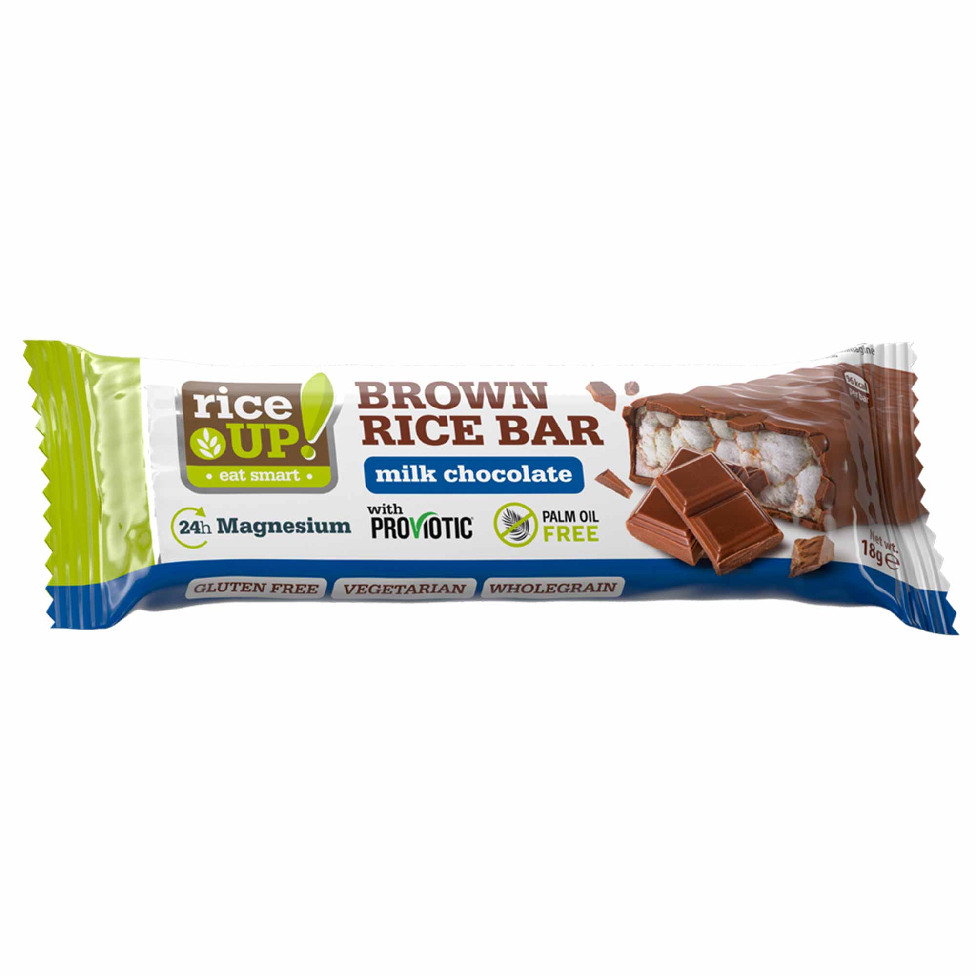 RiceUP! Brown Rice Bar, Milk Chocolate, 18g