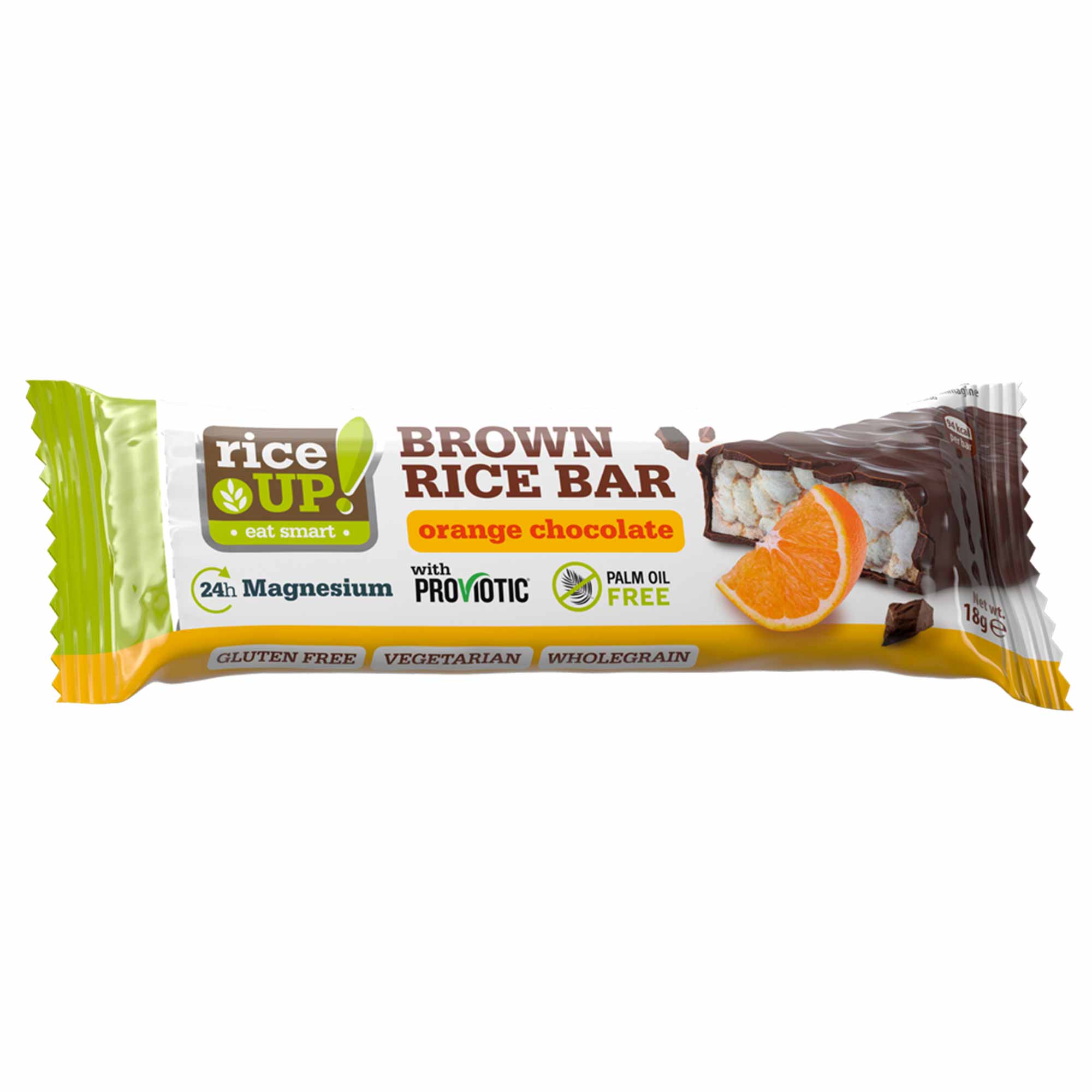RiceUP! Brown Rice Bar, Orange And Dark Chocolate, 18g