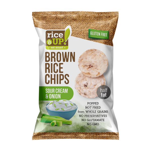 RiceUP! Brown Rice Chips, Sour Cream And Onion, 60g