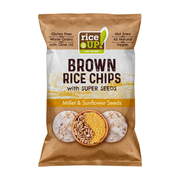RiceUP! Brown Rice Chips With Millet And Sunflower Seeds, 60g