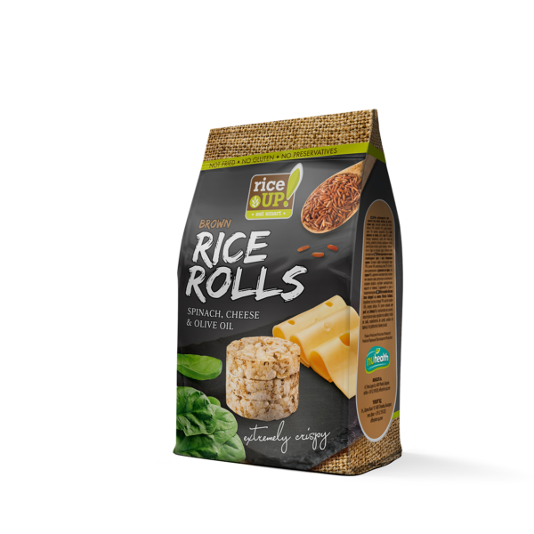 RiceUP! Brown Rice Rolls, Cheese And Spinach, And Olive Oil, 50g