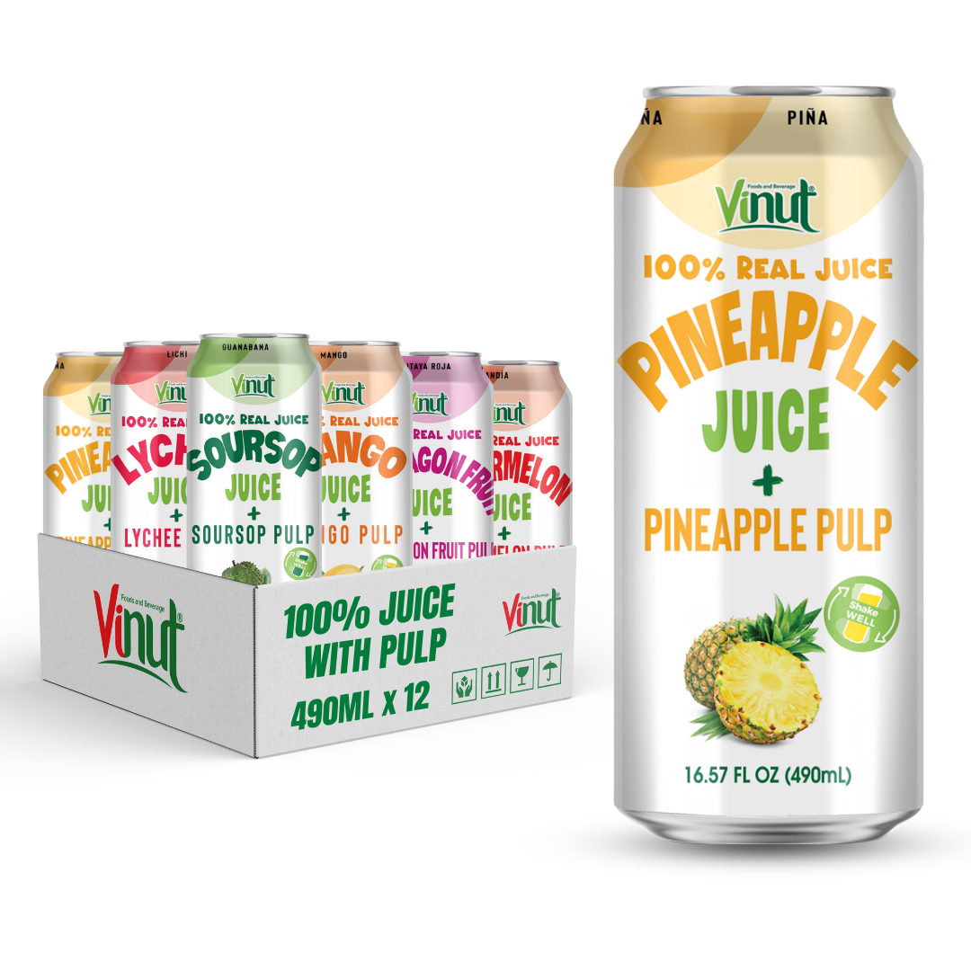 VINUT 490ml 100% Real Juice Pineapple With Pineapple Pulp